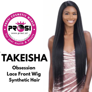 Obsession TAKEISHA- Synthetic Swiss HD Lace Front Free Part Long Yaki Hair Wig Color 1B,2