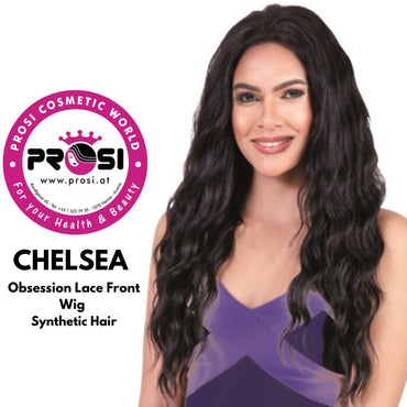 Obsession Lace Front Human Hair Fusion Wig - Chelsea 1B,613,Crimson Red