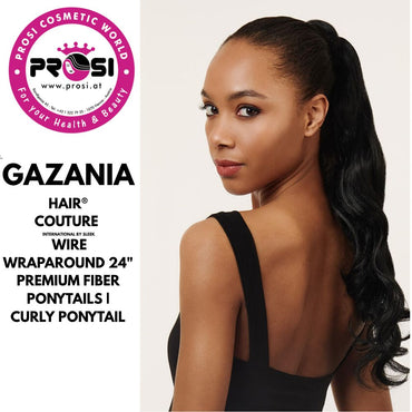 Hair couture-Gazania (Curly style Wire Wrap 24" Synthetic Ponytail Premium Tongable Fibre)-1B,2,4,5/6