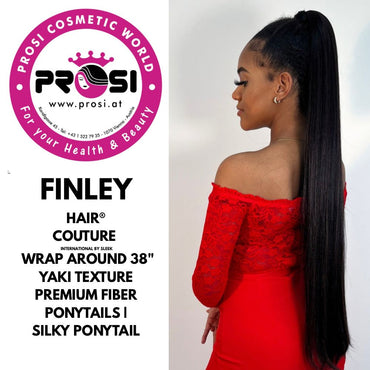 Hair Couture-FINLEY HAIR SYNTHETIC HAIR VELCRO WRAP AROUND PONYTAIL( 1/1B, 1B/2, 2/4, 5/6, 4/5/27, 613, 12/16/613)