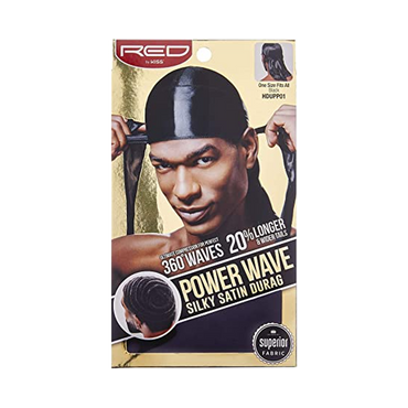 Red By Kiss - 360 Power Wave Silky Satin Durag Black HDUPP01